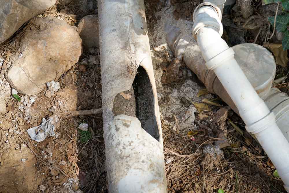 Damaged sewer pipe lines